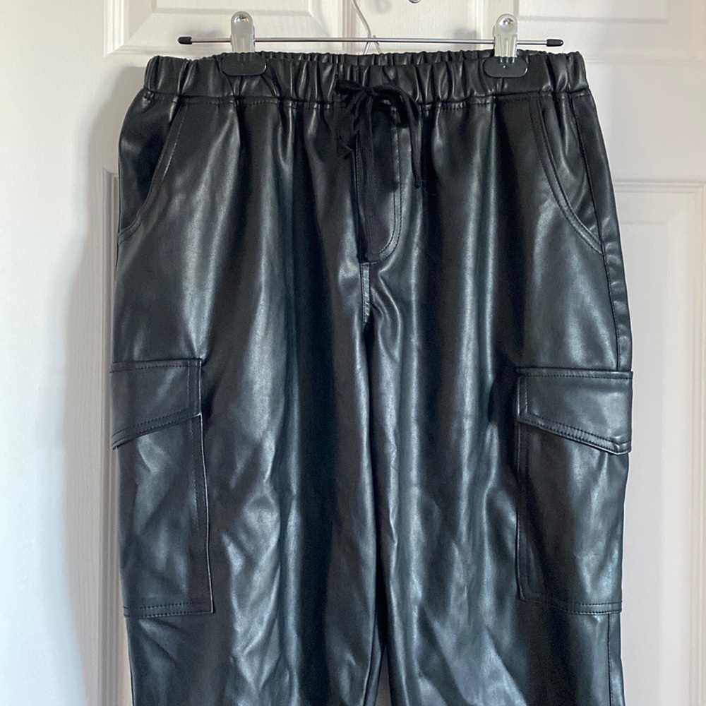 Vegan leather cargo pants